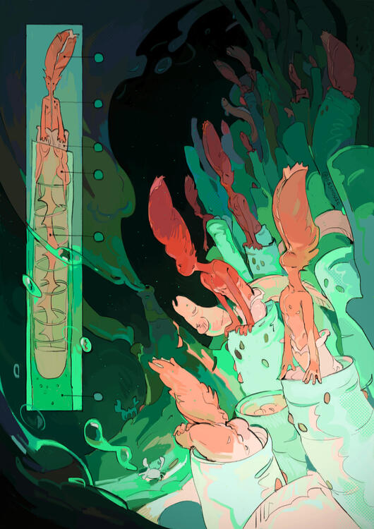 giant tube worm merfolk - for the Fathoms anthology
